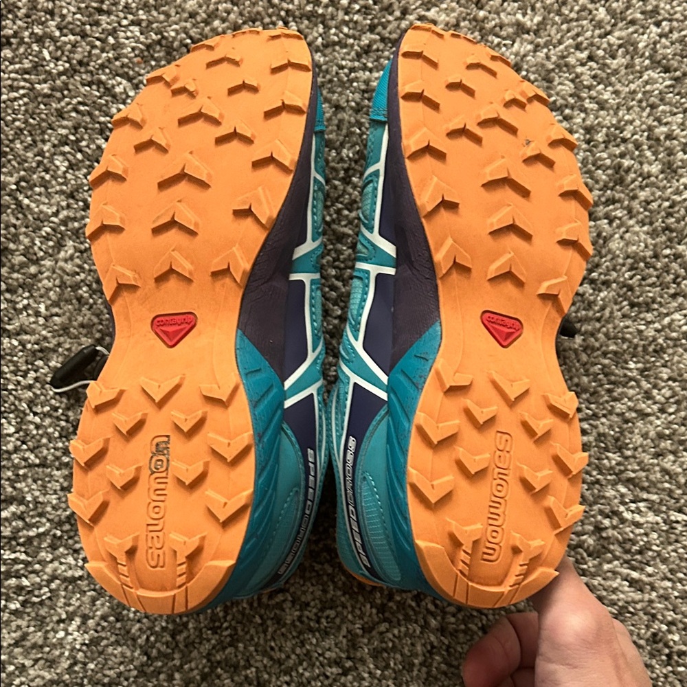 Salomon Teal and Orange Trail Shoes - Picture 4 of 5